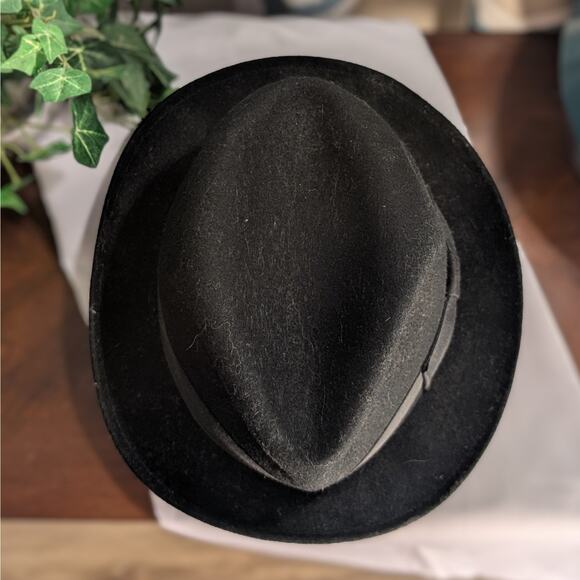 Vintage Black 100% Wool Fedora 7-1/8 Medium 57cm by Golden Gate Hat Co Hollywood - Picture 5 of 10